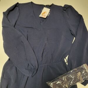 PRETTYGARDEN Women's Fall Jumpsuits Dressy Casual Pants Romper Size Med NAVY